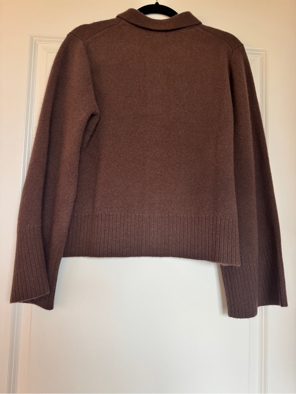 NWT J. CREW Milano-stitch cinched-waist cardigan chocolate cocoa 100% lambswool - Picture 6 of 13